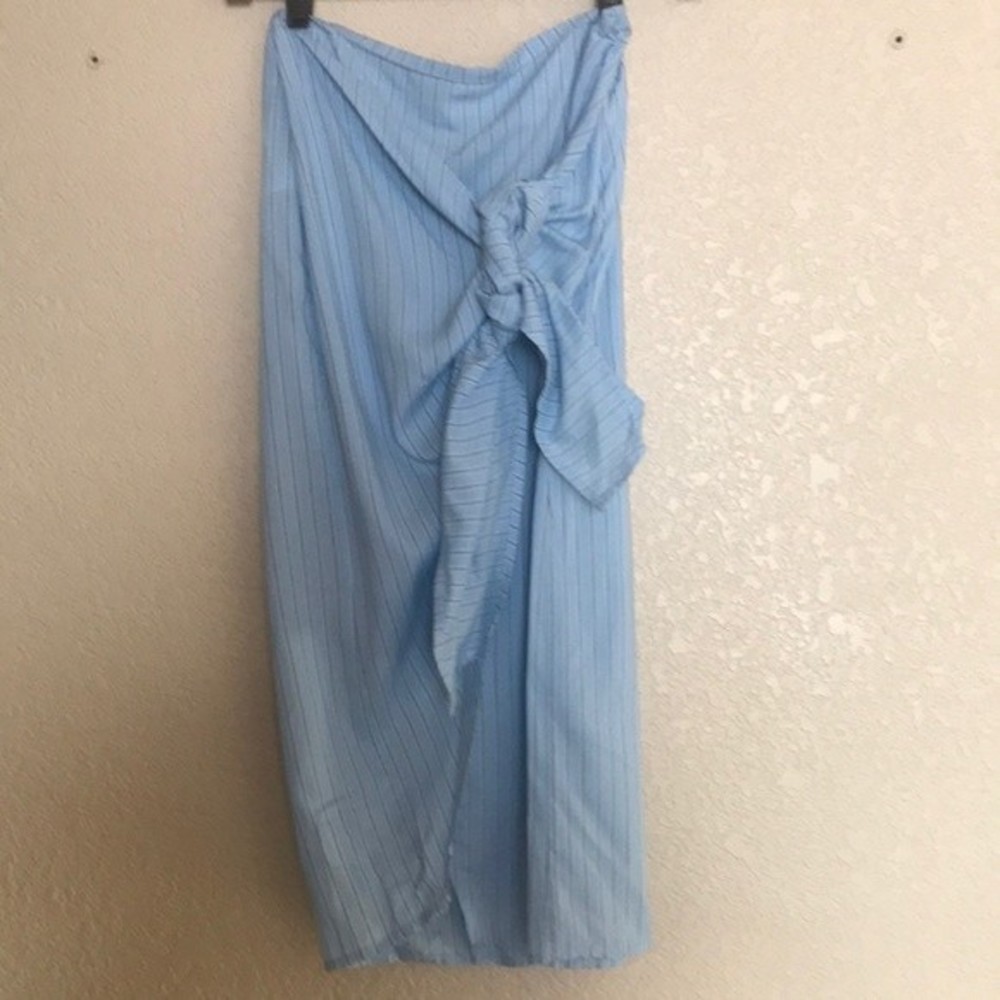 Forever21 Blue PinStriped Midi Wrap Skirt